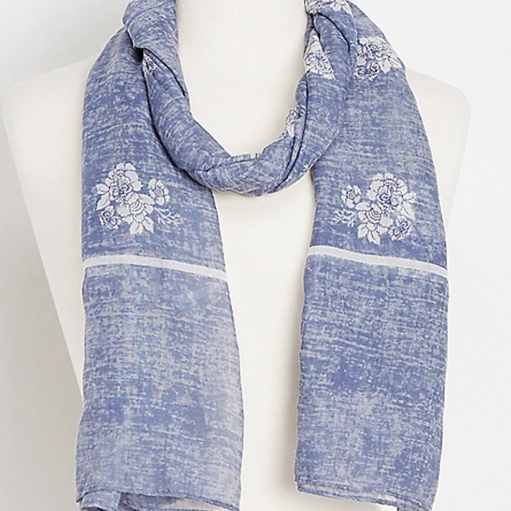 Blue Floral Oblong Scarf - Maurices